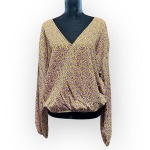 Wrangler Retro Gold Leopard Print Top NWT Size XL Stretch